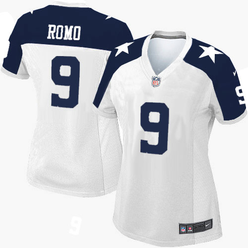 Women's Elite Tony Romo Nike Jersey White Alternate - #9 Throwback NFL Dallas Cowboys